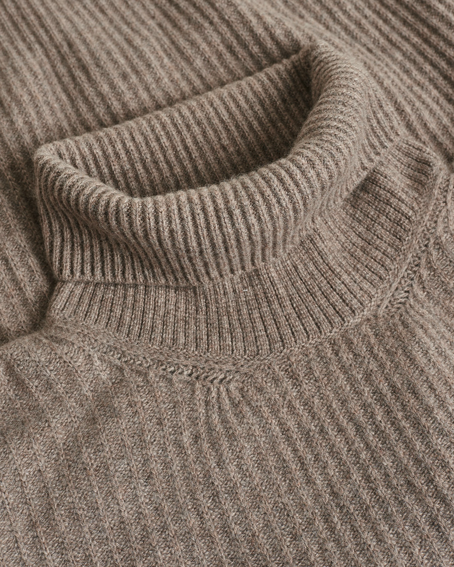Herr | Pre-owned Tröjor | Pre-owned | Valstar Ribbed Cashmere Rollneck Taupe L