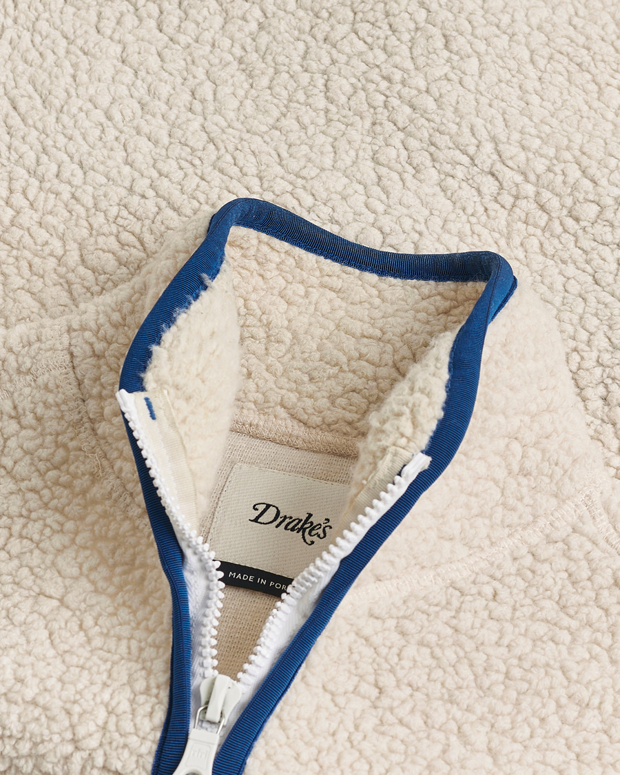 Herr | Pre-owned Jackor | Pre-owned | Drake's Zip Through Fleece Vest Ecru S