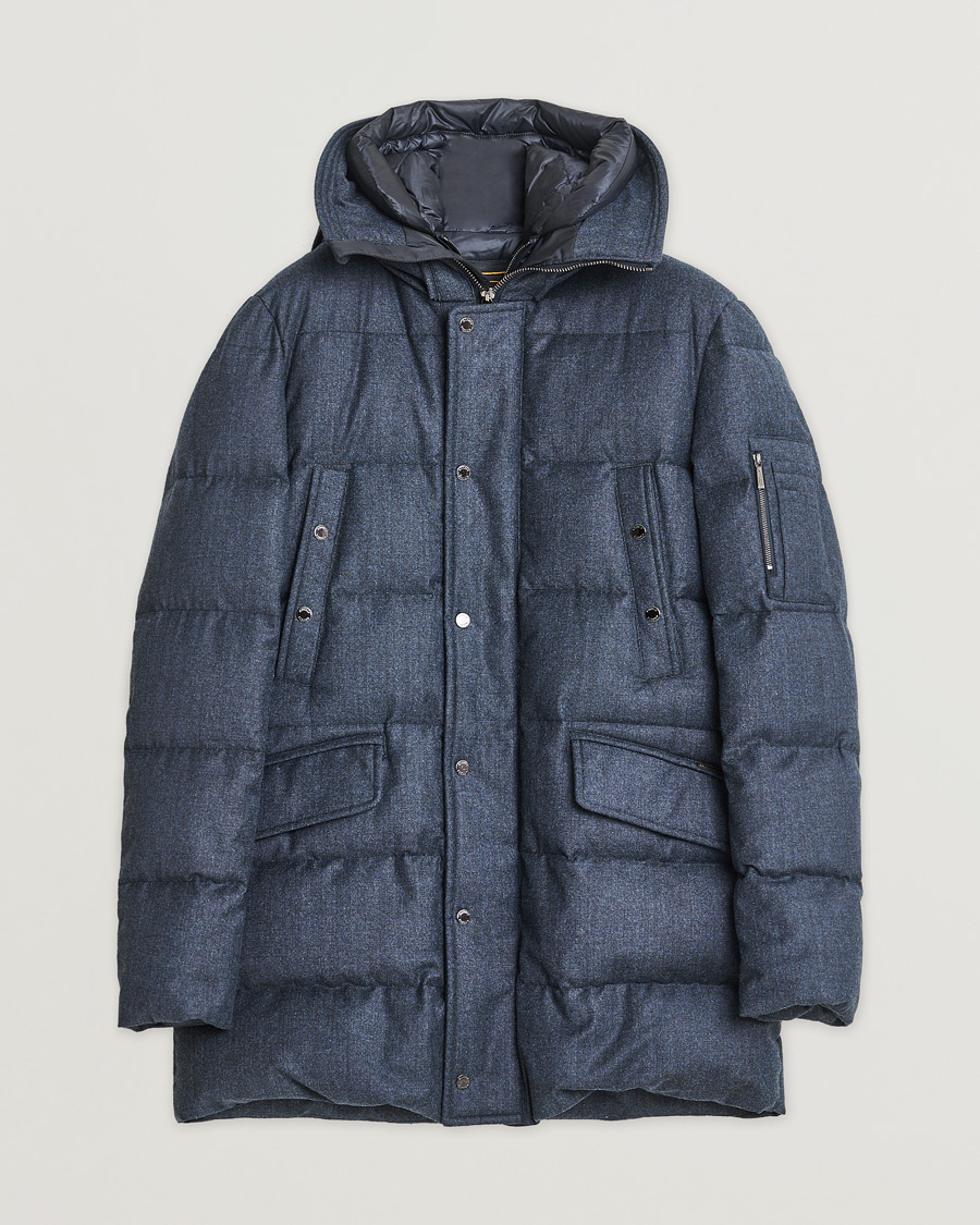 Herr | Pre-owned Jackor | Pre-owned | MooRER Grima Flannel Wool Padded Parka Navy 50