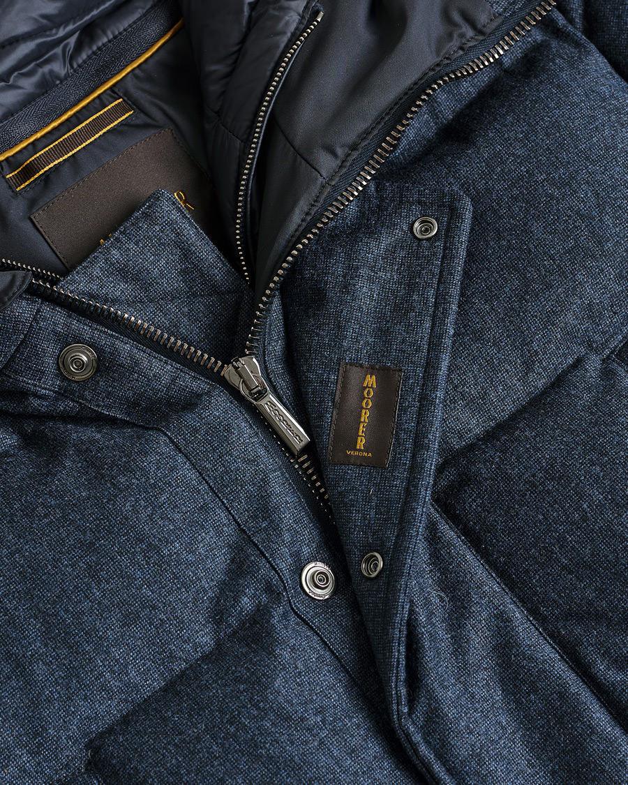 Herr | Pre-owned Jackor | Pre-owned | MooRER Grima Flannel Wool Padded Parka Navy 50