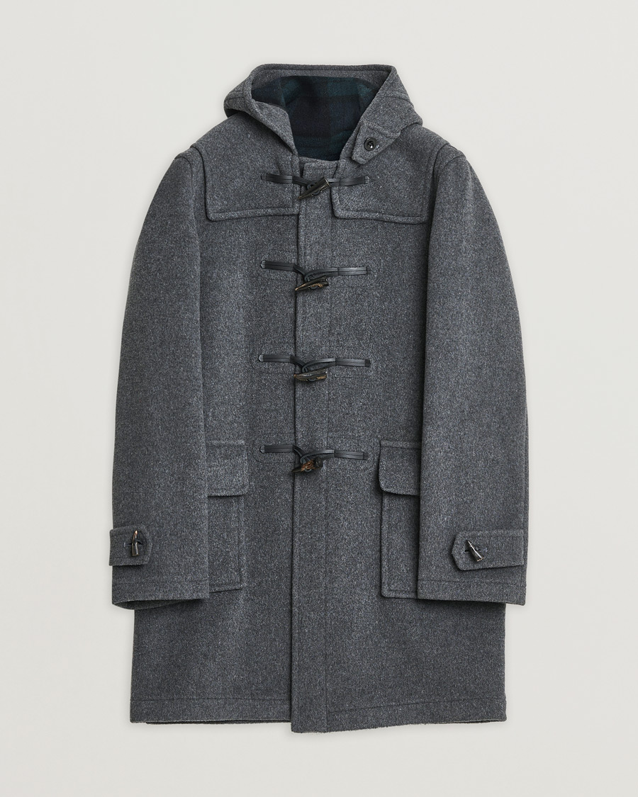 Herr | Gloverall Morris Duffle Coat Grey/Blackwatch | Pre-owned | Gloverall Morris Duffle Coat Grey/Blackwatch