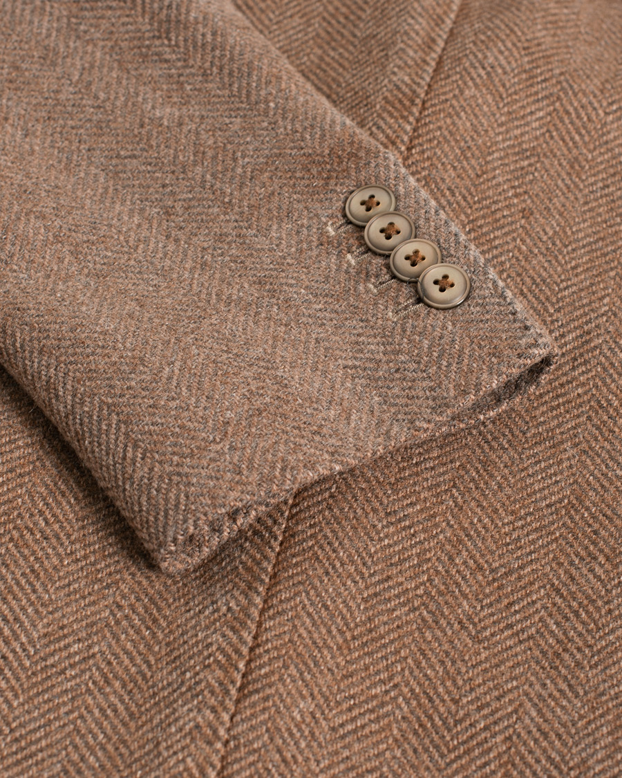 Herr | L.B.M. 1911 Herringbone Wool Blazer Brown 50 | Pre-owned | L.B.M. 1911 Herringbone Wool Blazer Brown 50