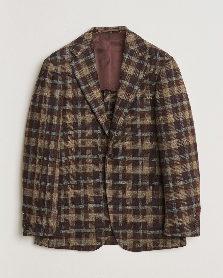 Herr | Pre-owned Kavajer | Pre-owned | Ring Jacket Checked Wool Blazer Brown 50