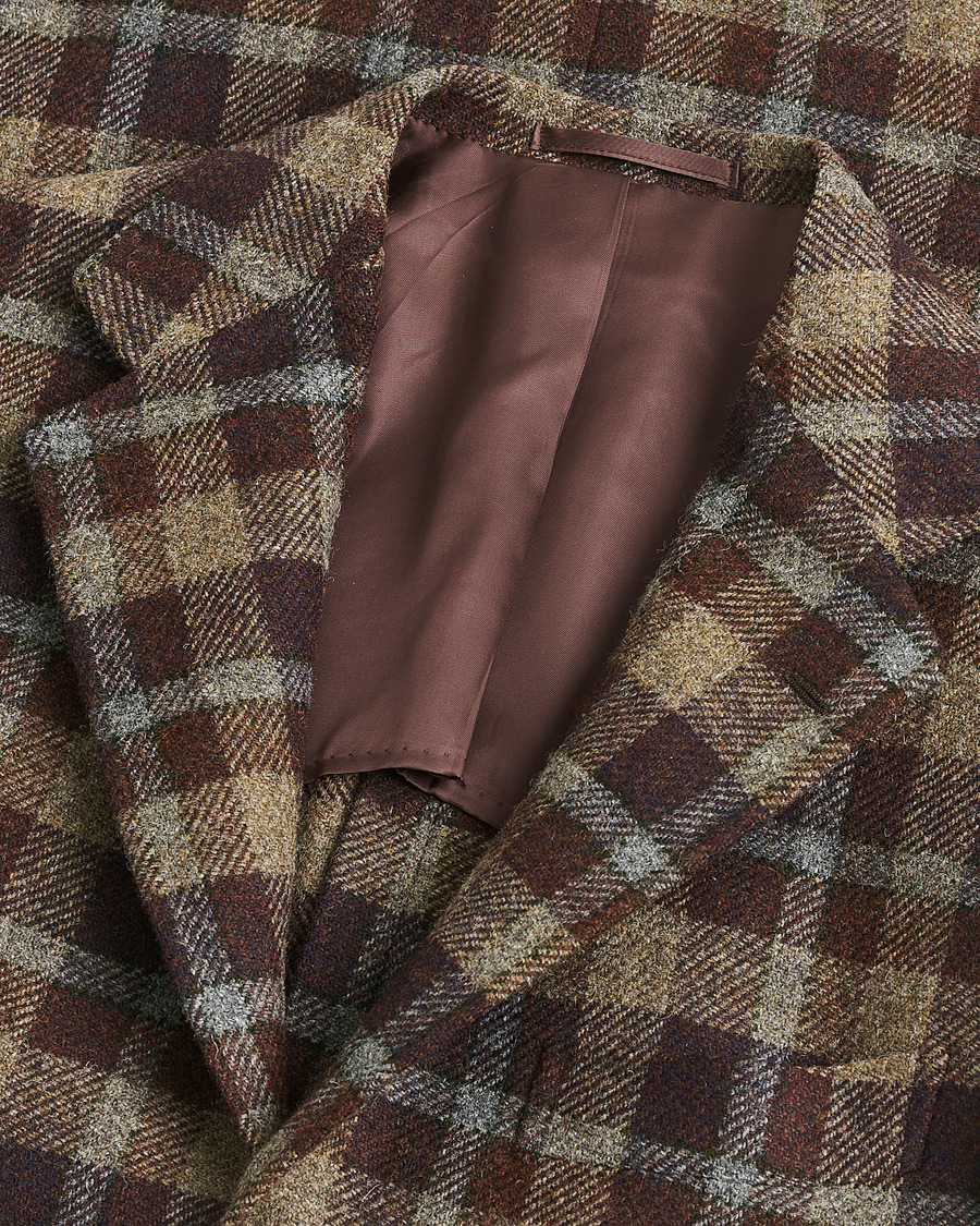 Herr | Pre-owned Kavajer | Pre-owned | Ring Jacket Checked Wool Blazer Brown 50