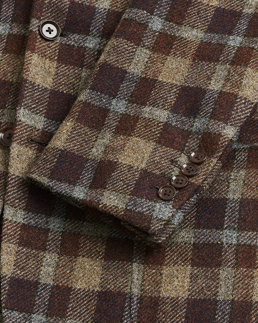 Herr | Pre-owned Kavajer | Pre-owned | Ring Jacket Checked Wool Blazer Brown 50