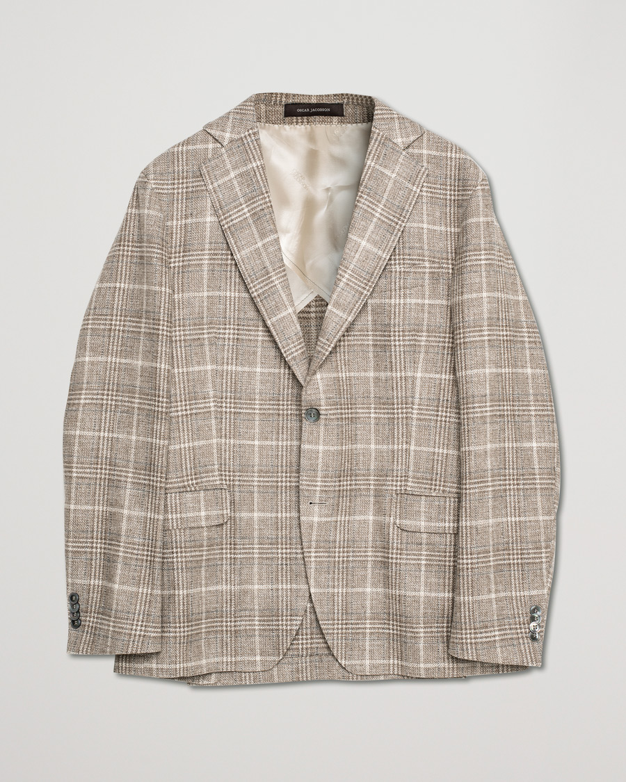 Herr | Kavajer | Pre-owned | Oscar Jacobson Ferry Soft Checked Wool Blazer Beige