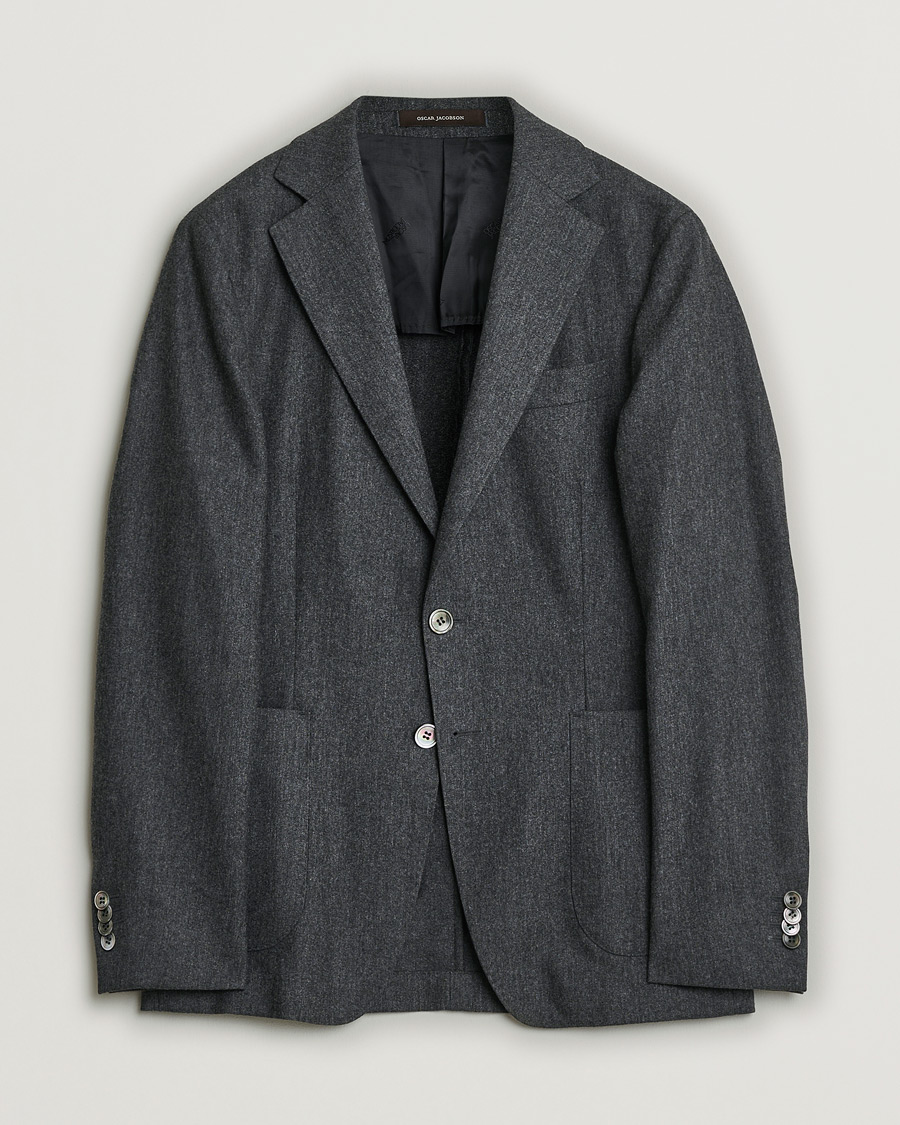 Herr | Oscar Jacobson Epic Wool Flannel Blazer Grey Melange 46 | Pre-owned | Oscar Jacobson Epic Wool Flannel Blazer Grey Melange 46