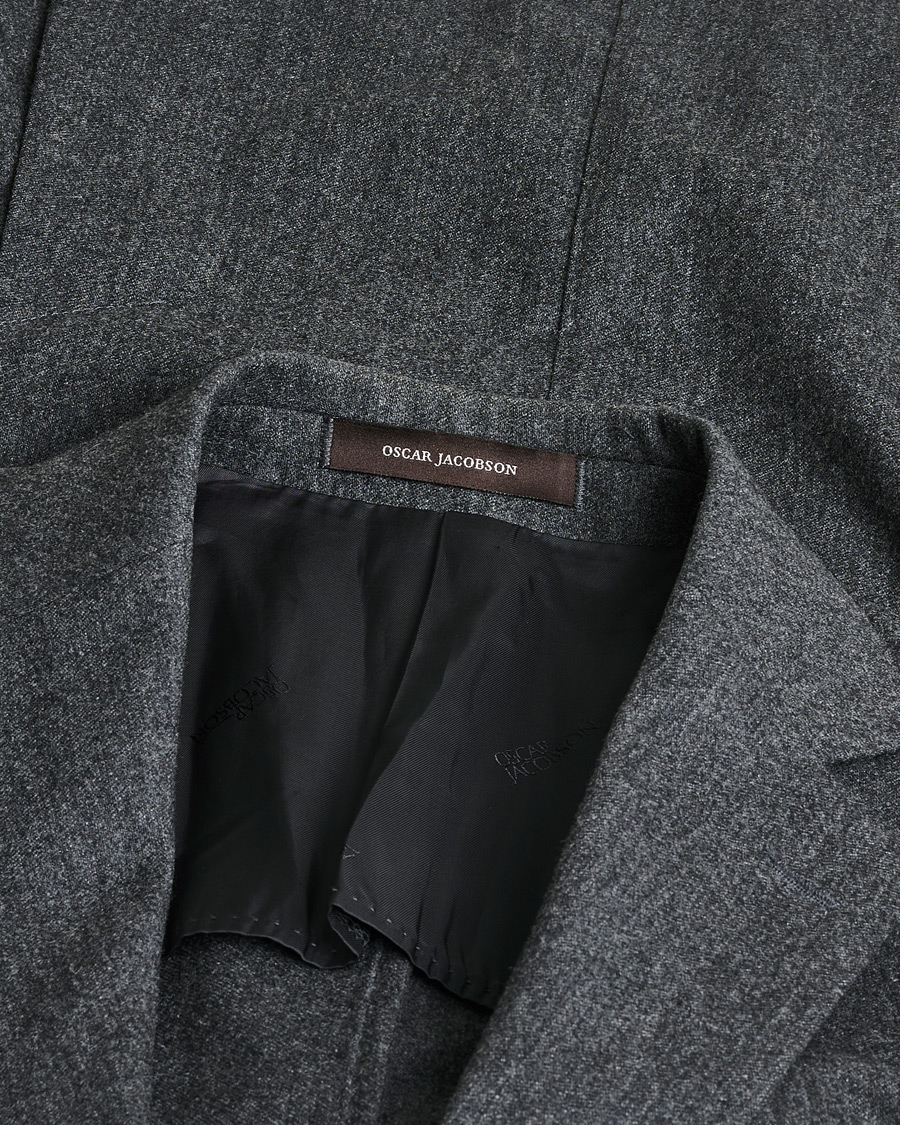 Herr | Oscar Jacobson Epic Wool Flannel Blazer Grey Melange 46 | Pre-owned | Oscar Jacobson Epic Wool Flannel Blazer Grey Melange 46