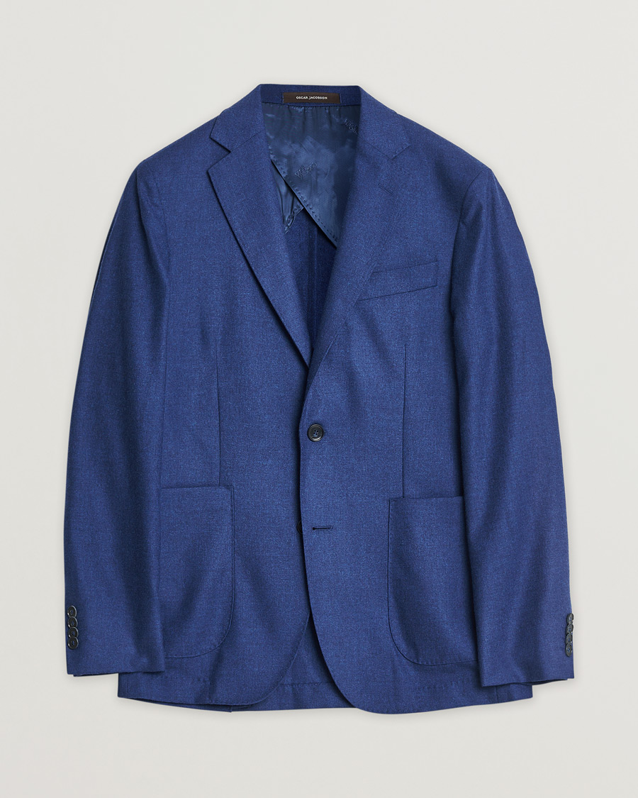 Herr | Pre-owned Kavajer | Pre-owned | Oscar Jacobson Einar Cashmere Flannel Blazer Blue 44