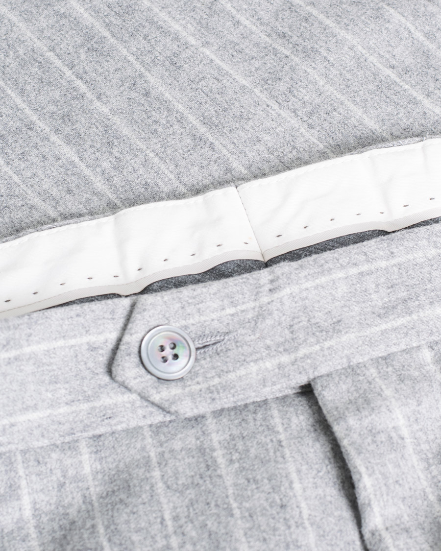 Herr | Oscar Jacobson Ego Pinstripe Wool Flannel Suit Grey Melange | Pre-owned | Oscar Jacobson Ego Pinstripe Wool Flannel Suit Grey Melange