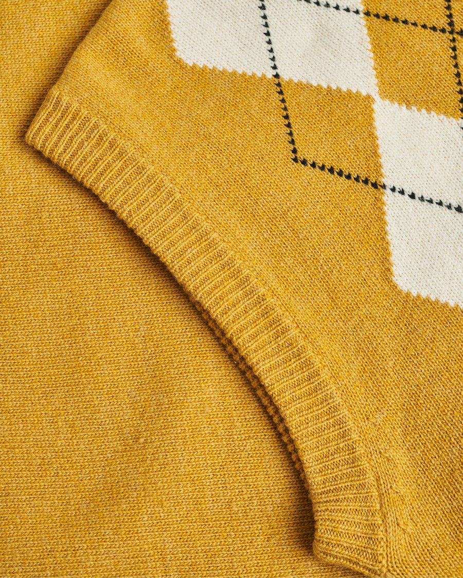 Herr | Pre-owned Tröjor | Pre-owned | Marni Shetland Argyle Knit Vest White/Yellow 48ashmere Hoodie Beige S