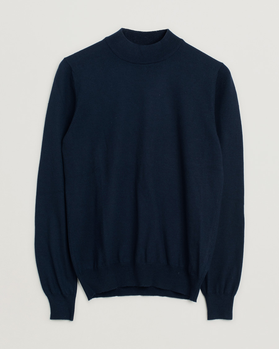 Herr | Gran Sasso Mock Neck Navy | Pre-owned | Gran Sasso Mock Neck Navy