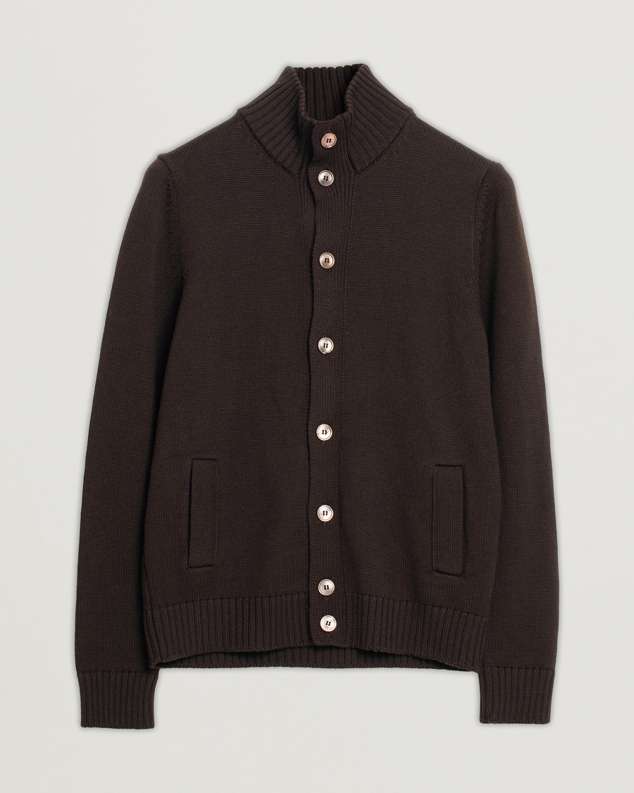 Herr | Tröjor | Pre-owned | Gran Sasso Wool Cardigan Brown 48
