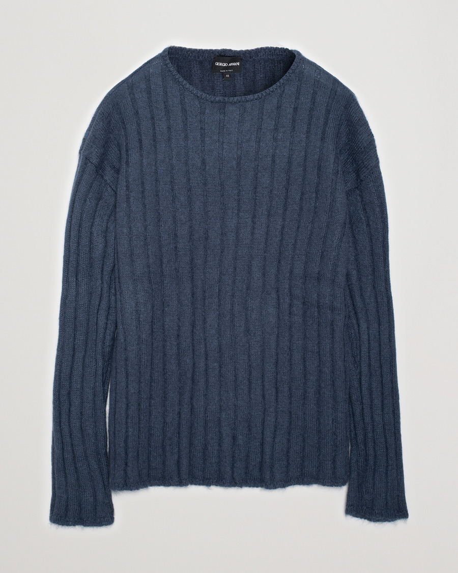 Herr | Tröjor | Pre-owned | Giorgio Armani Rib Stitch Mohair Sweater Navy