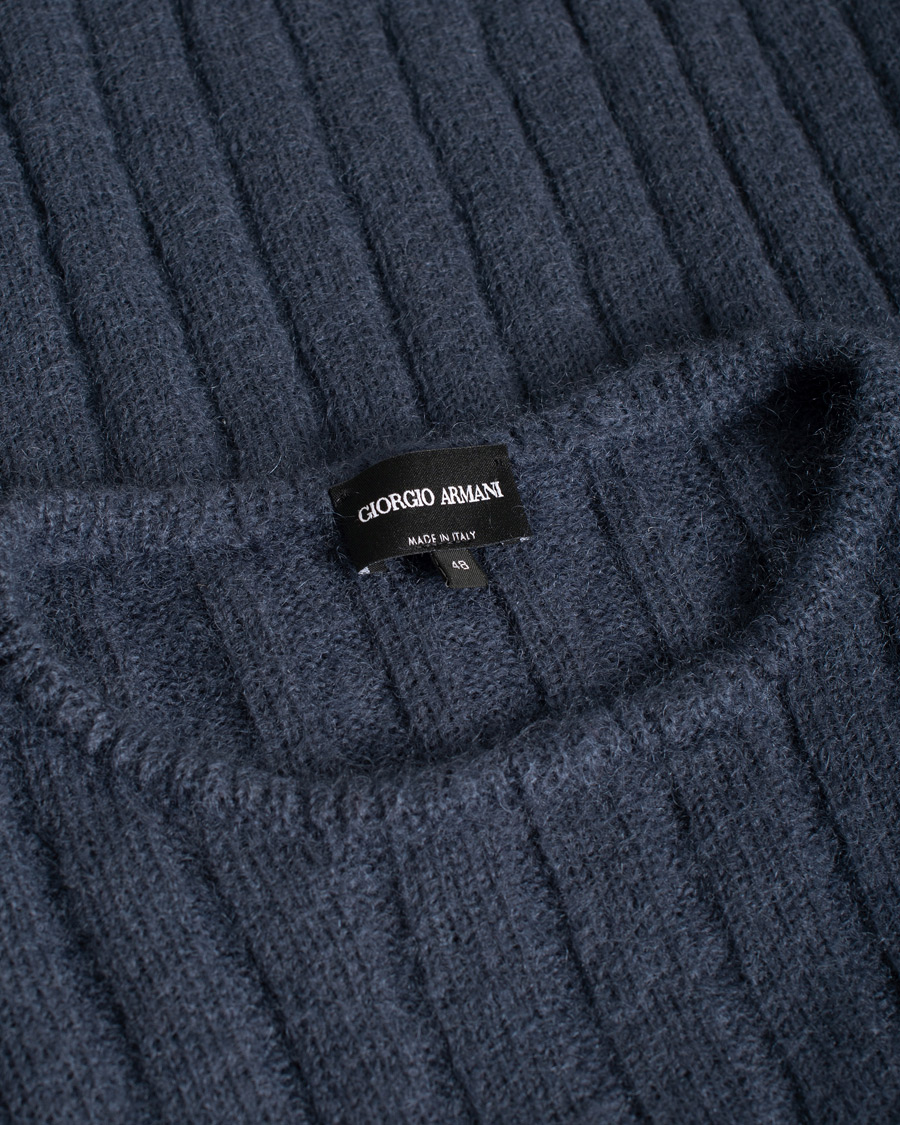 Herr | Tröjor | Pre-owned | Giorgio Armani Rib Stitch Mohair Sweater Navy