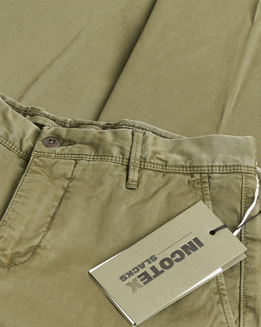 Herr | Pre-owned Byxor | Pre-owned | Incotex Slim Fit Garment Dyed Slacks Olive W29