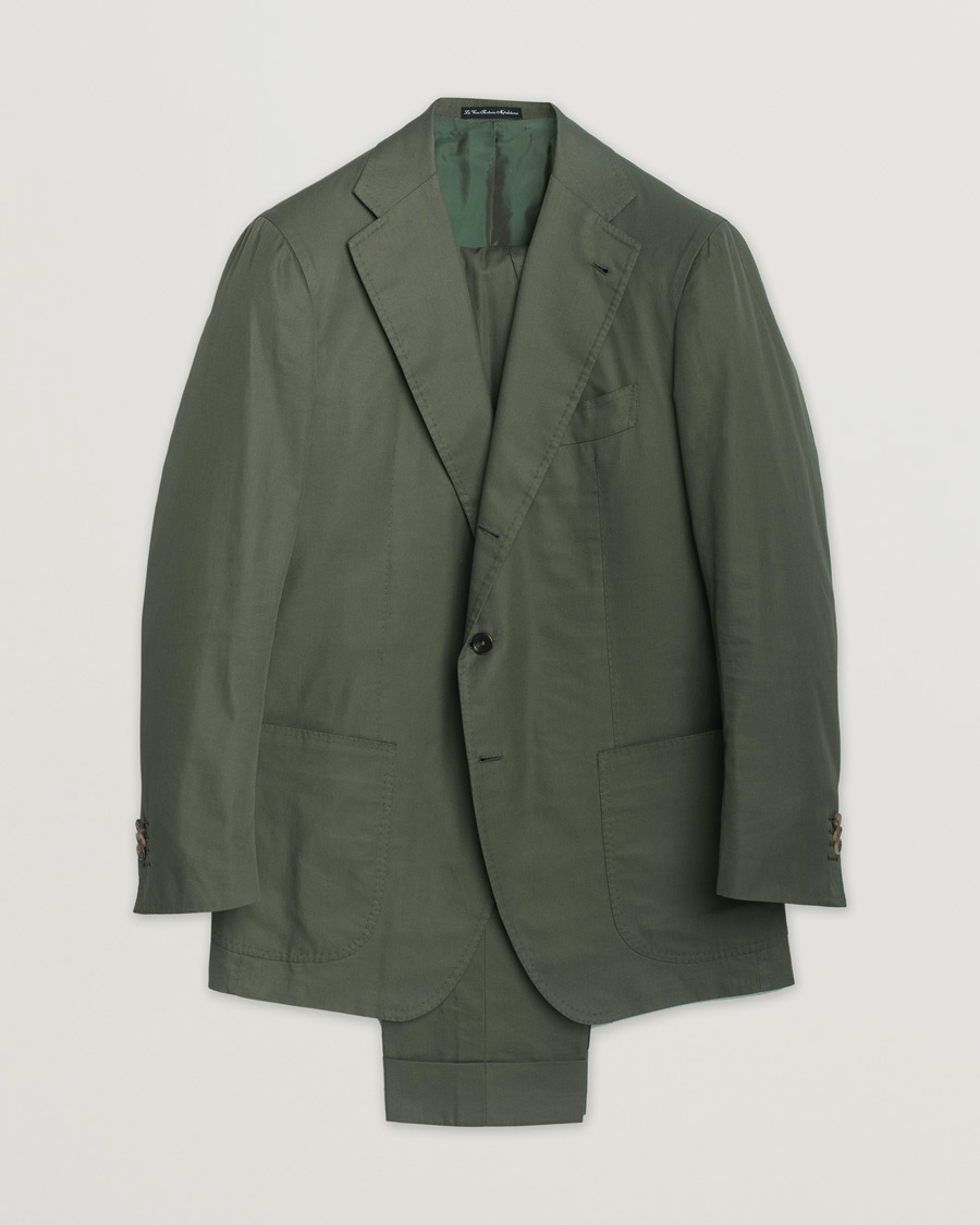 Herr | Orazio Luciano Cotton Suit Green 50 | Pre-owned | Orazio Luciano Cotton Suit Green 50