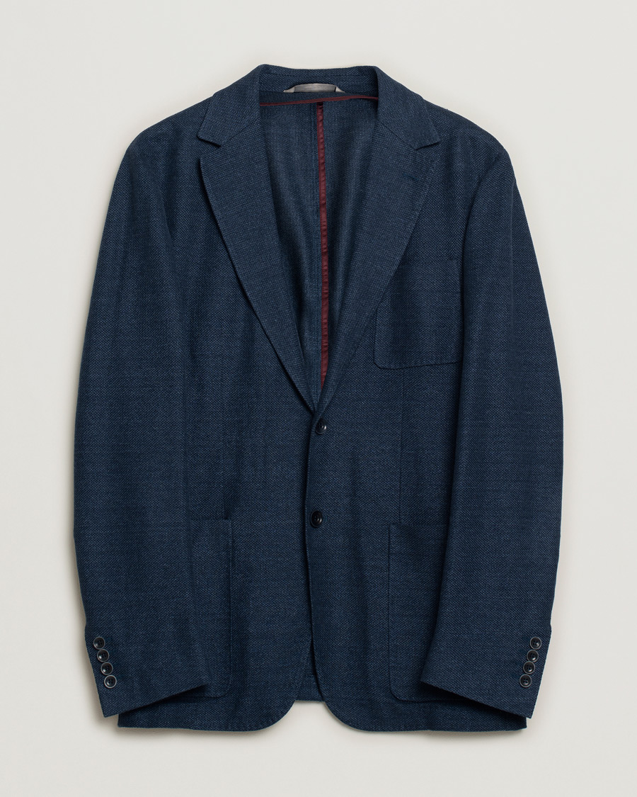 Herr | Pre-owned Kavajer | Pre-owned | Canali Linen/Cotton Jersey Blazer Dark Blue
