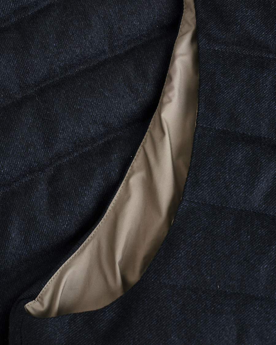 Herr | Pre-owned Jackor | Pre-owned | Herno Hooded Flannel Cashmere & Silk Vest Navy 52