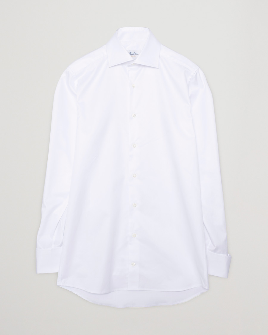 Herr | Stenströms Superslim Double Cuff Cotton Shirt White 36 - S | Pre-owned | Stenströms Superslim Double Cuff Cotton Shirt White 36 - S