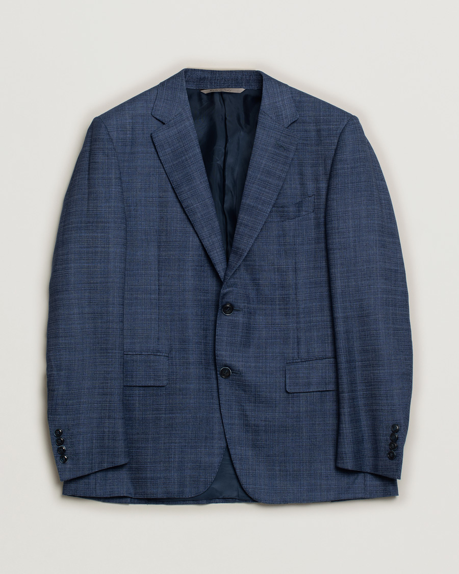 Herr | Kavajer | Pre-owned | Canali Wool Silk & Linen Blazer Blue Melange 50
