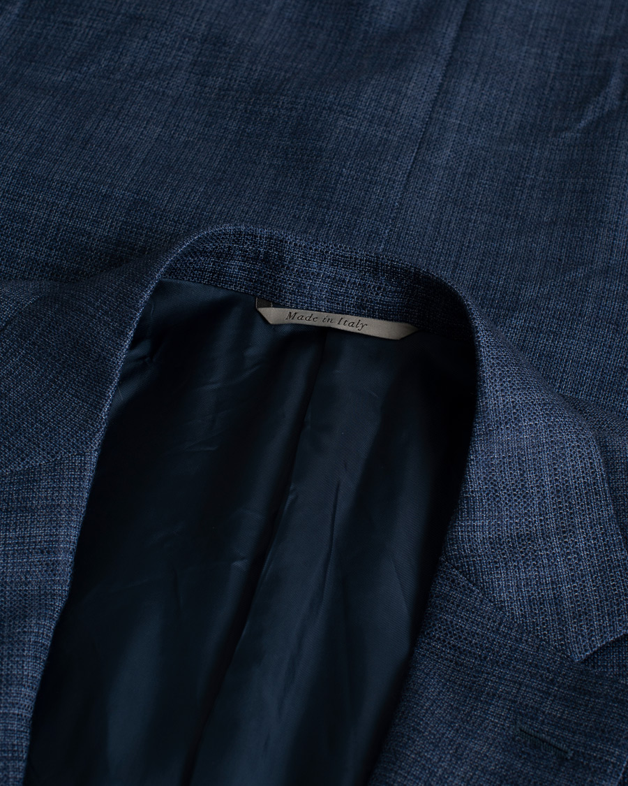 Herr | Kavajer | Pre-owned | Canali Wool Silk & Linen Blazer Blue Melange 50