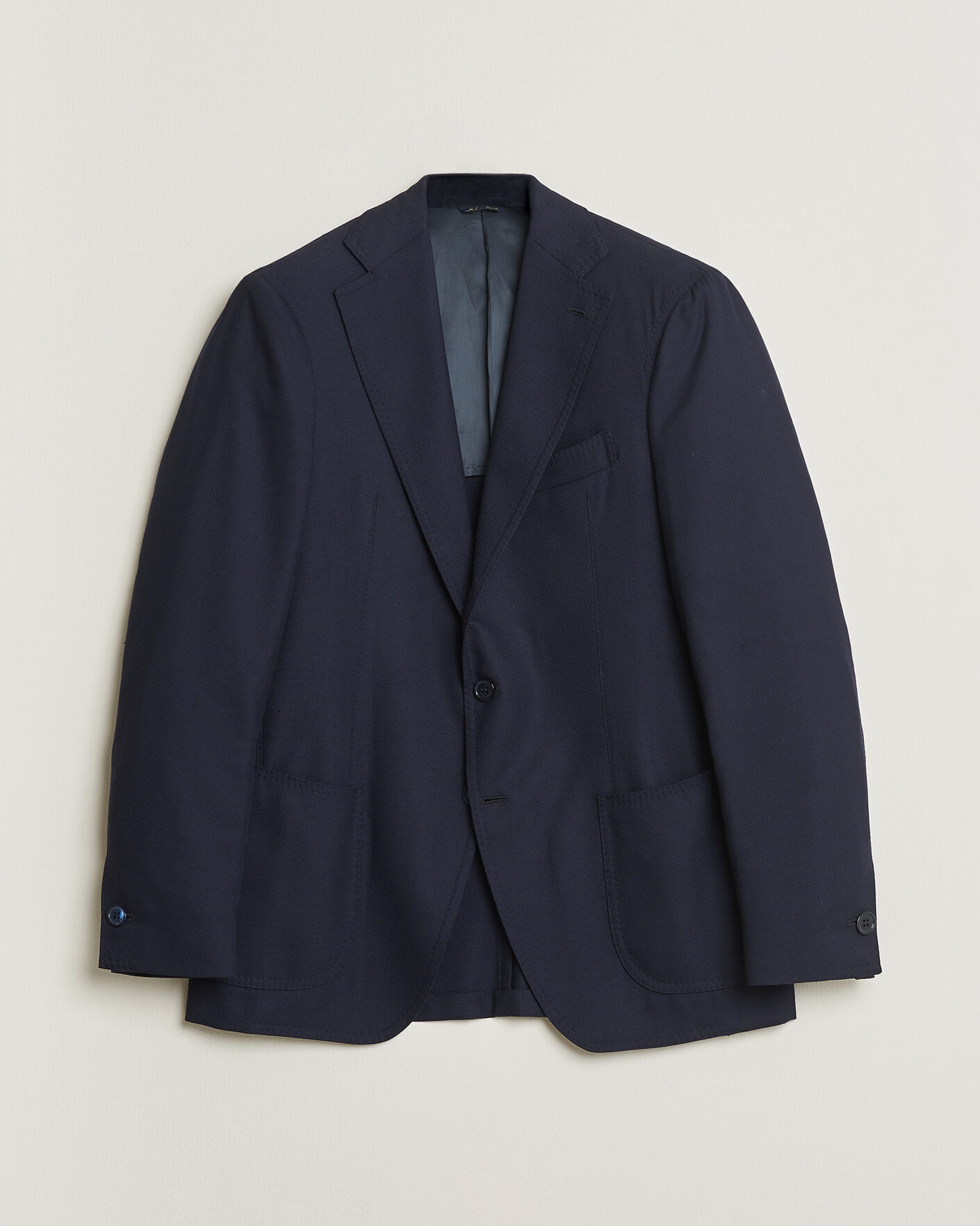 Herr | Pre-owned Kavajer | Pre-owned | Gabo Napoli Navy Hopsack Wool Blazer 50