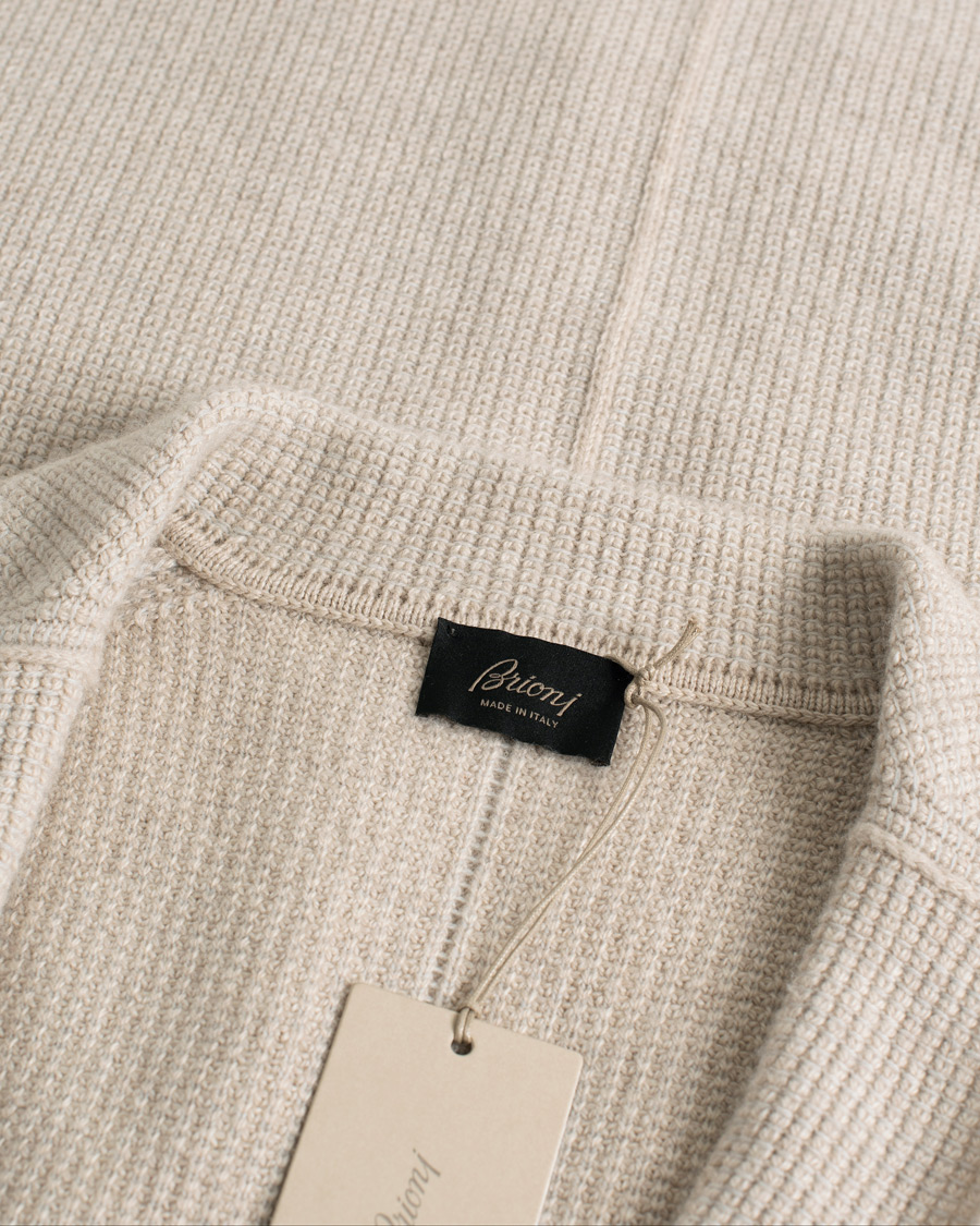 Herr | Brioni Cashmere Jacquard Cardigan Beige | Pre-owned | Brioni Cashmere Jacquard Cardigan Beige