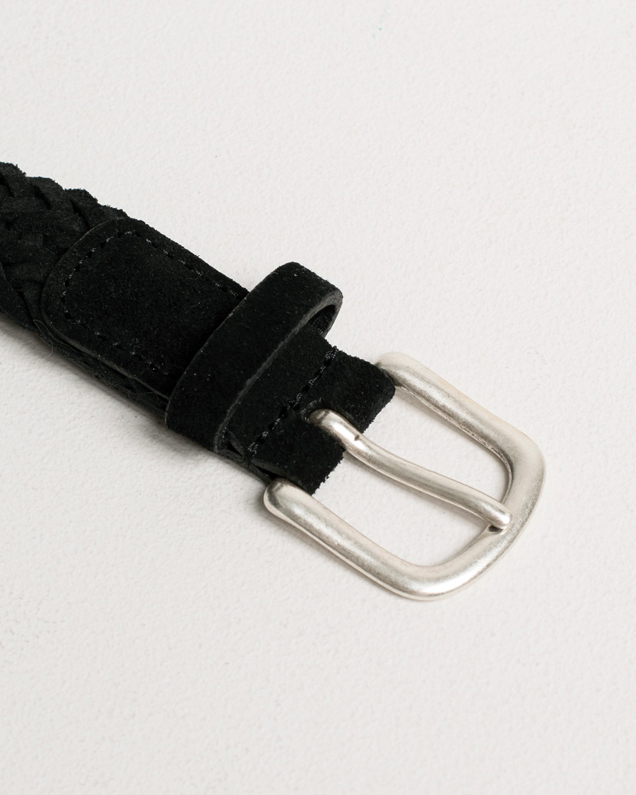 Herr | Gamla produktbilder | Pre-owned | Anderson's Woven Suede Belt 2,5 cm Black