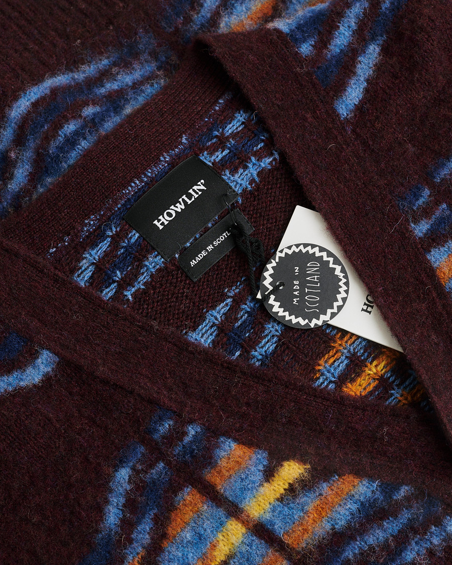 Herr | Pre-owned Tröjor | Pre-owned | Howlin' Brushed Wool Pattern Cardigan Bordeaux M