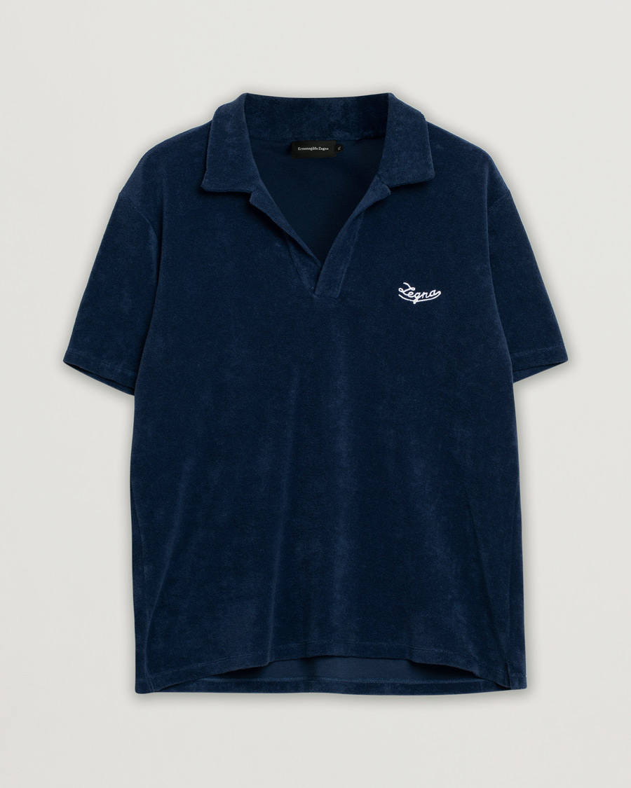 Herr | Ermenegildo Zegna Short Sleeve Terry Piquet Navy XL | Pre-owned | Ermenegildo Zegna Short Sleeve Terry Piquet Navy XL