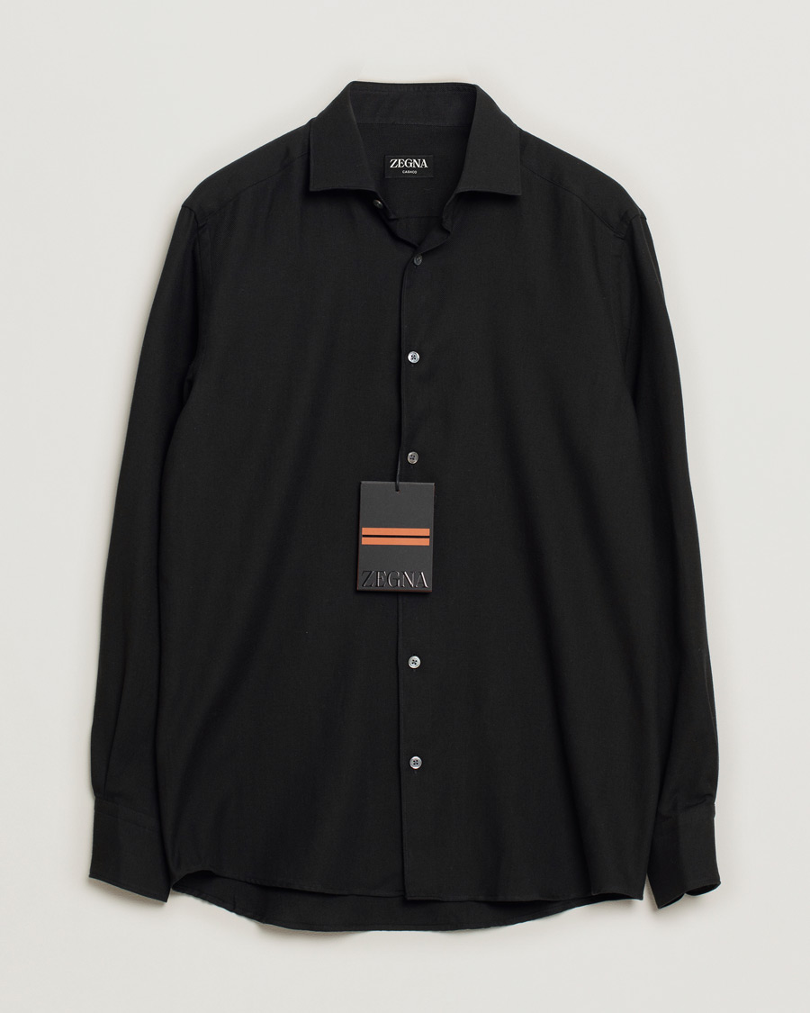Herr | Zegna Cotton/Cashmere Casual Shirt Black | Pre-owned | Zegna Cotton/Cashmere Casual Shirt Black