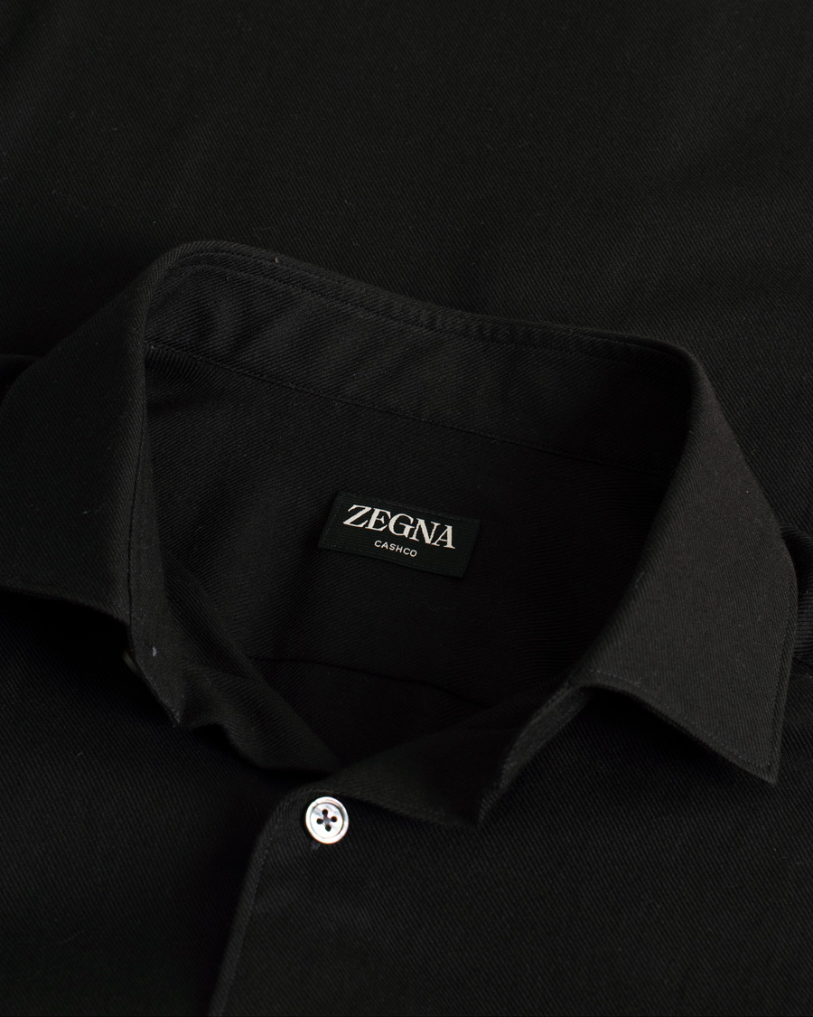 Herr | Zegna Cotton/Cashmere Casual Shirt Black | Pre-owned | Zegna Cotton/Cashmere Casual Shirt Black
