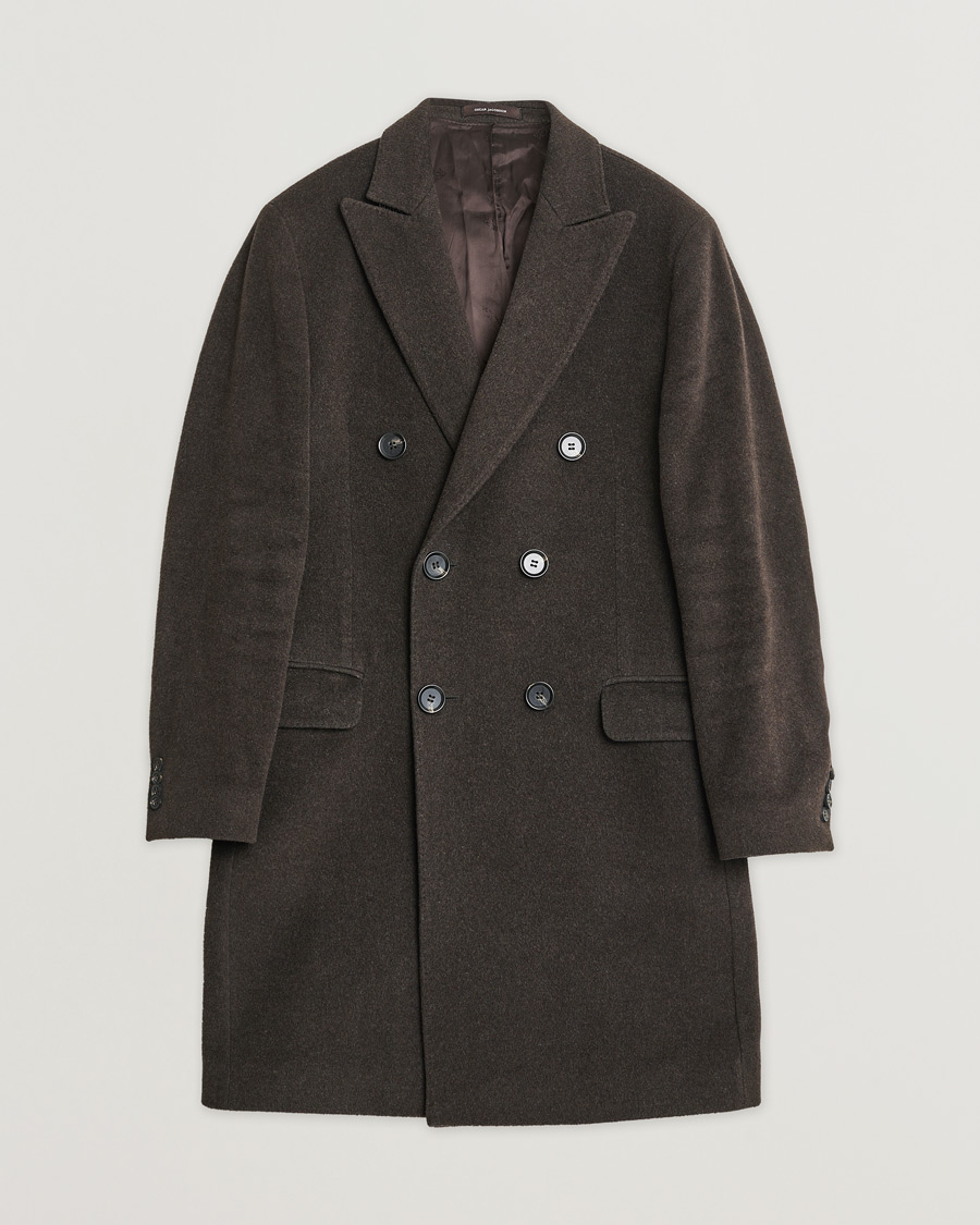 Herr | Pre-owned Jackor | Pre-owned | Oscar Jacobson Sebastian Wool/Cashmere Double Breasted Coat Brown 48