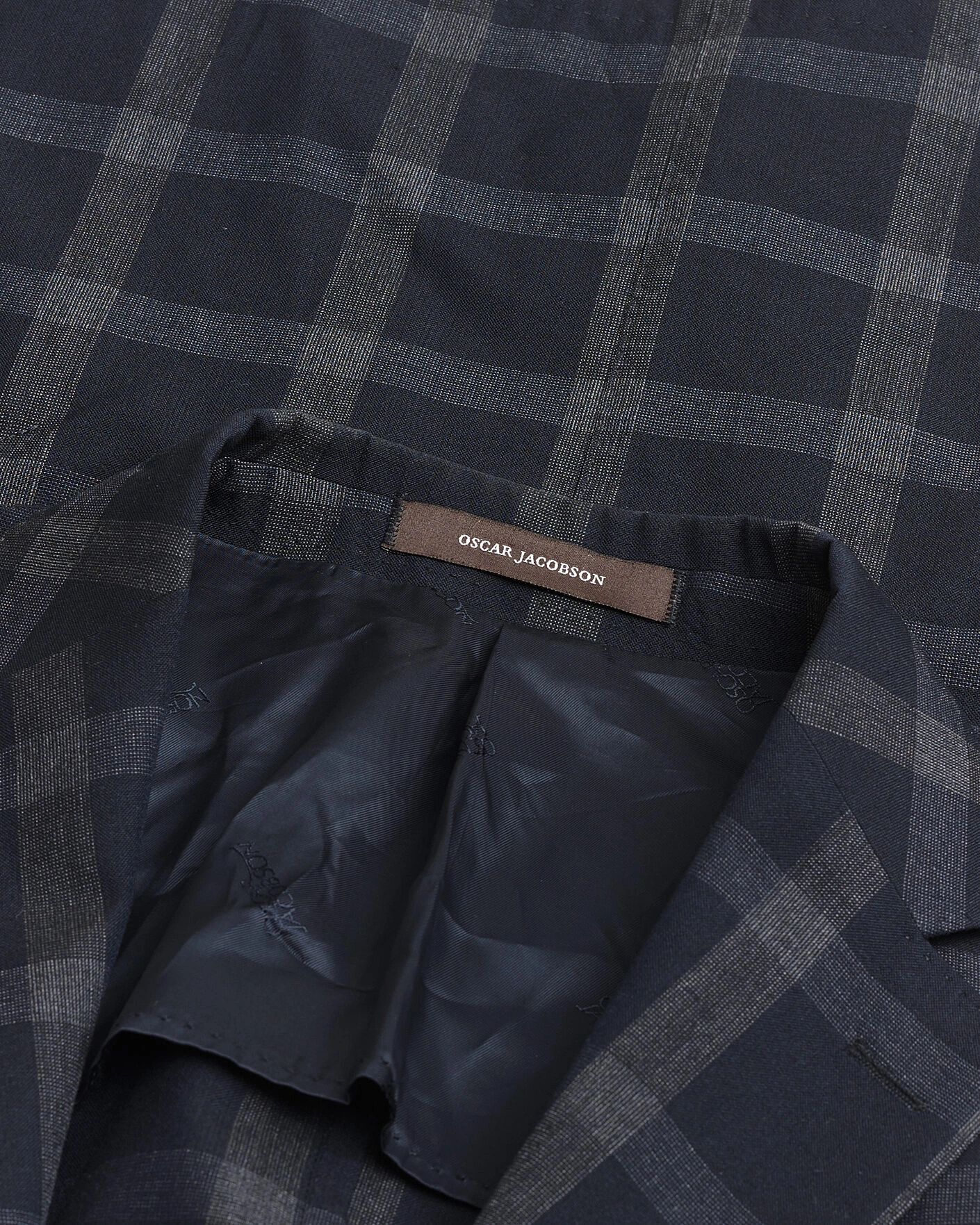 Herr | Pre-owned Kavajer | Pre-owned | Oscar Jacobson Epic Checked Wool Blazer Blue 52