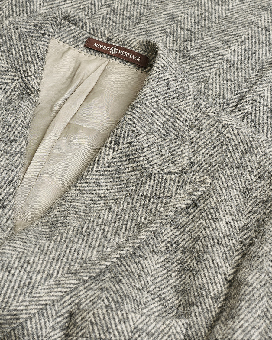 Herr | Pre-owned Jackor | Pre-owned | Morris Double Breasted Herringbone Wool Coat Grey 52