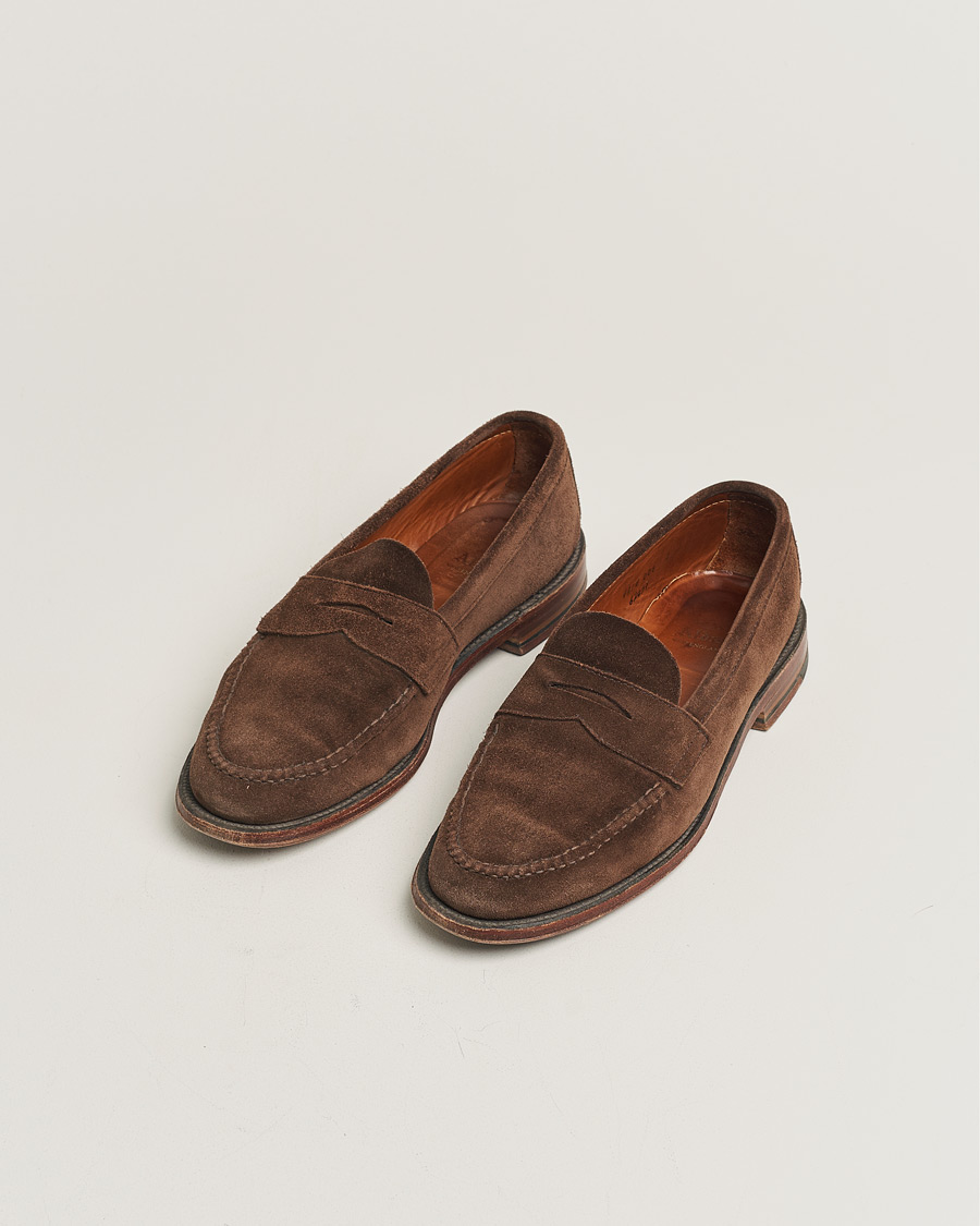 Herr | Alden 6245F Unlined Leisure Handsewn Penny Loafer Dark Brown Suede US10 - EU44 | Pre-owned | Alden 6245F Unlined Leisure Handsewn Penny Loafer Dark Brown Suede US10 - EU44