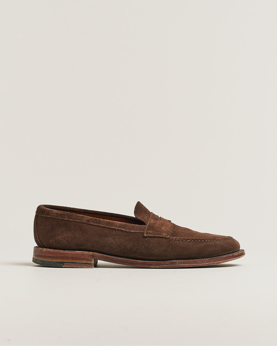 Herr | Alden 6245F Unlined Leisure Handsewn Penny Loafer Dark Brown Suede US10 - EU44 | Pre-owned | Alden 6245F Unlined Leisure Handsewn Penny Loafer Dark Brown Suede US10 - EU44