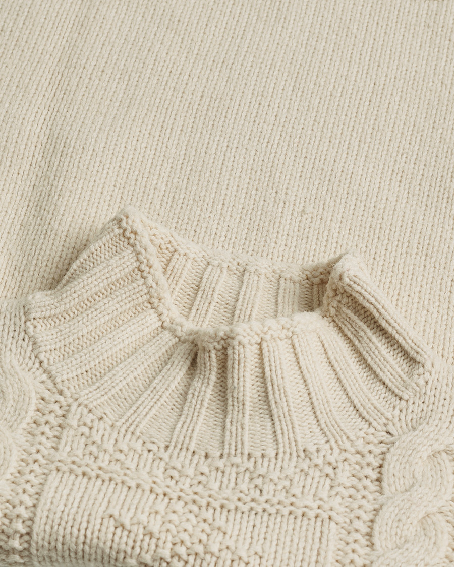 Herr | Polo Ralph Lauren Wool Knitted Aran Rollneck Cream | Pre-owned | Polo Ralph Lauren Wool Knitted Aran Rollneck Cream