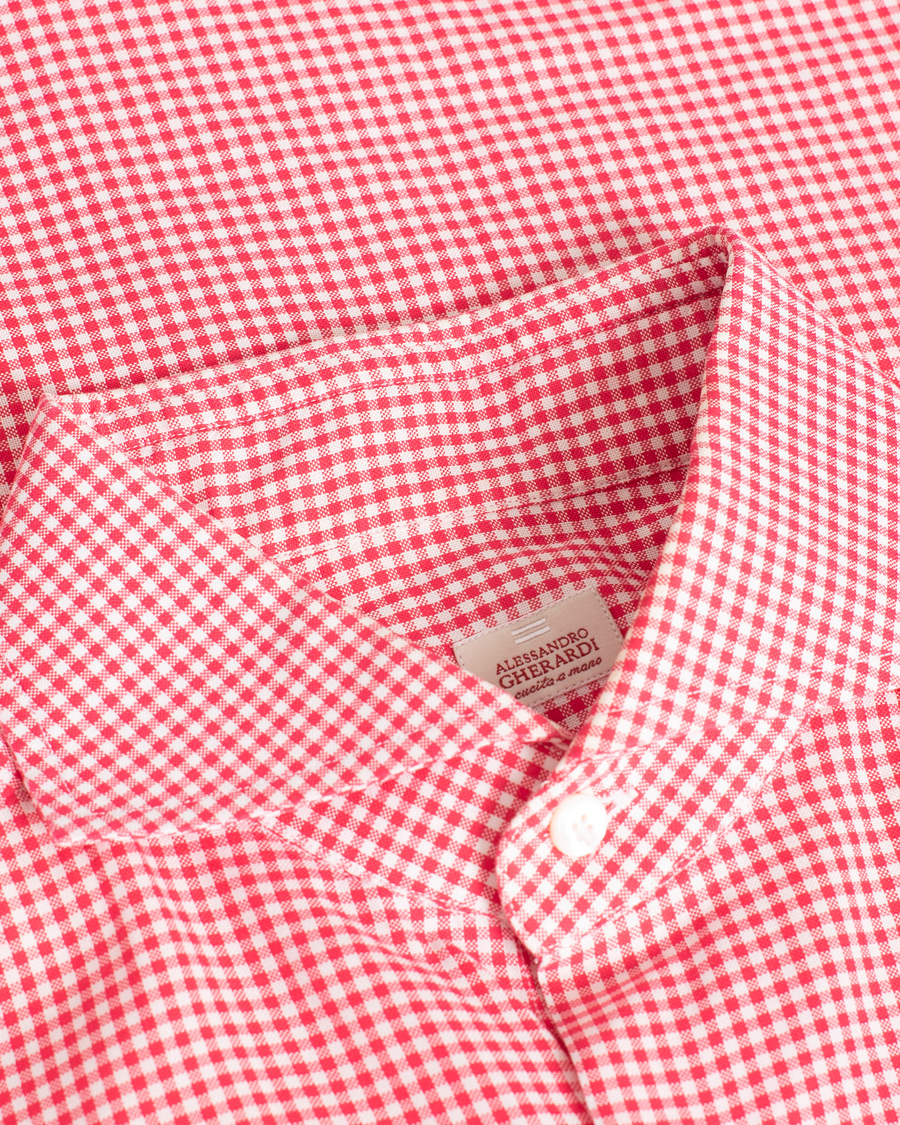 Herr | Alessandro Gherardi Slim Checked Dress Shirt Red 39 - M | Pre-owned | Alessandro Gherardi Slim Checked Dress Shirt Red 39 - M