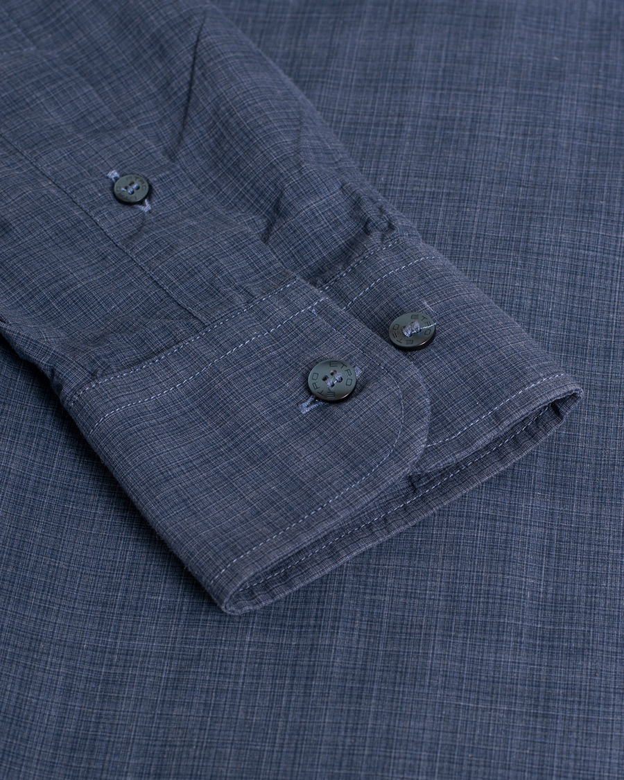 Herr | Slim Fit Checked Cotton Shirt Blue 38 - S | Pre-owned | Slim Fit Checked Cotton Shirt Blue 38 - S