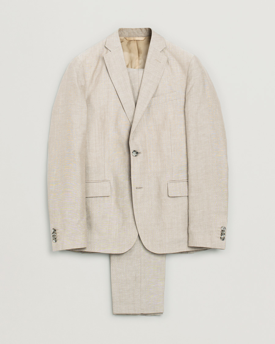 Herr | J.Lindeberg Linen/Wool Suit Beige 48 - 46 | Pre-owned | J.Lindeberg Linen/Wool Suit Beige 48 - 46