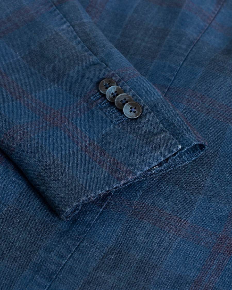 Herr | Pre-owned | Pre-owned | Jack Linen/Cotton Checked Blazer Navy 48