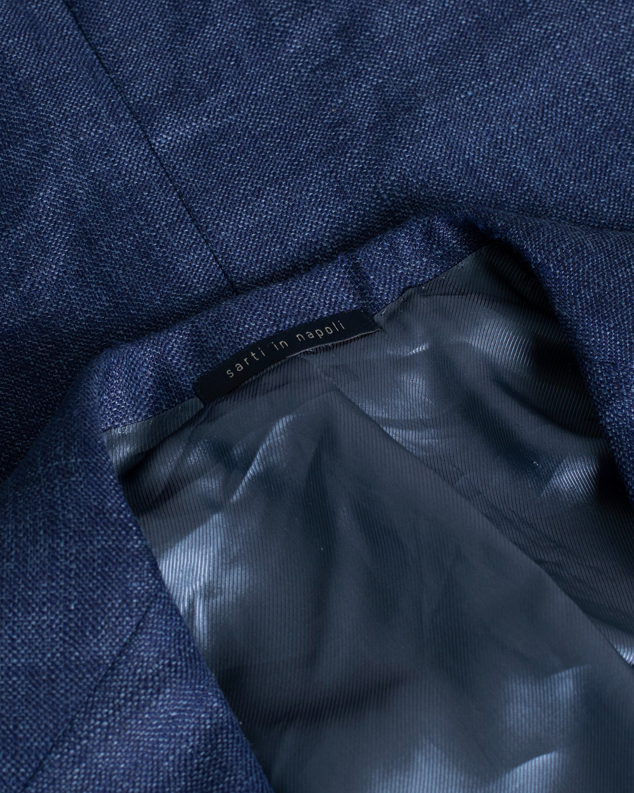 Herr | Gaiola Napoli Wool/Linen Blazer Blue 46 | Pre-owned | Gaiola Napoli Wool/Linen Blazer Blue 46
