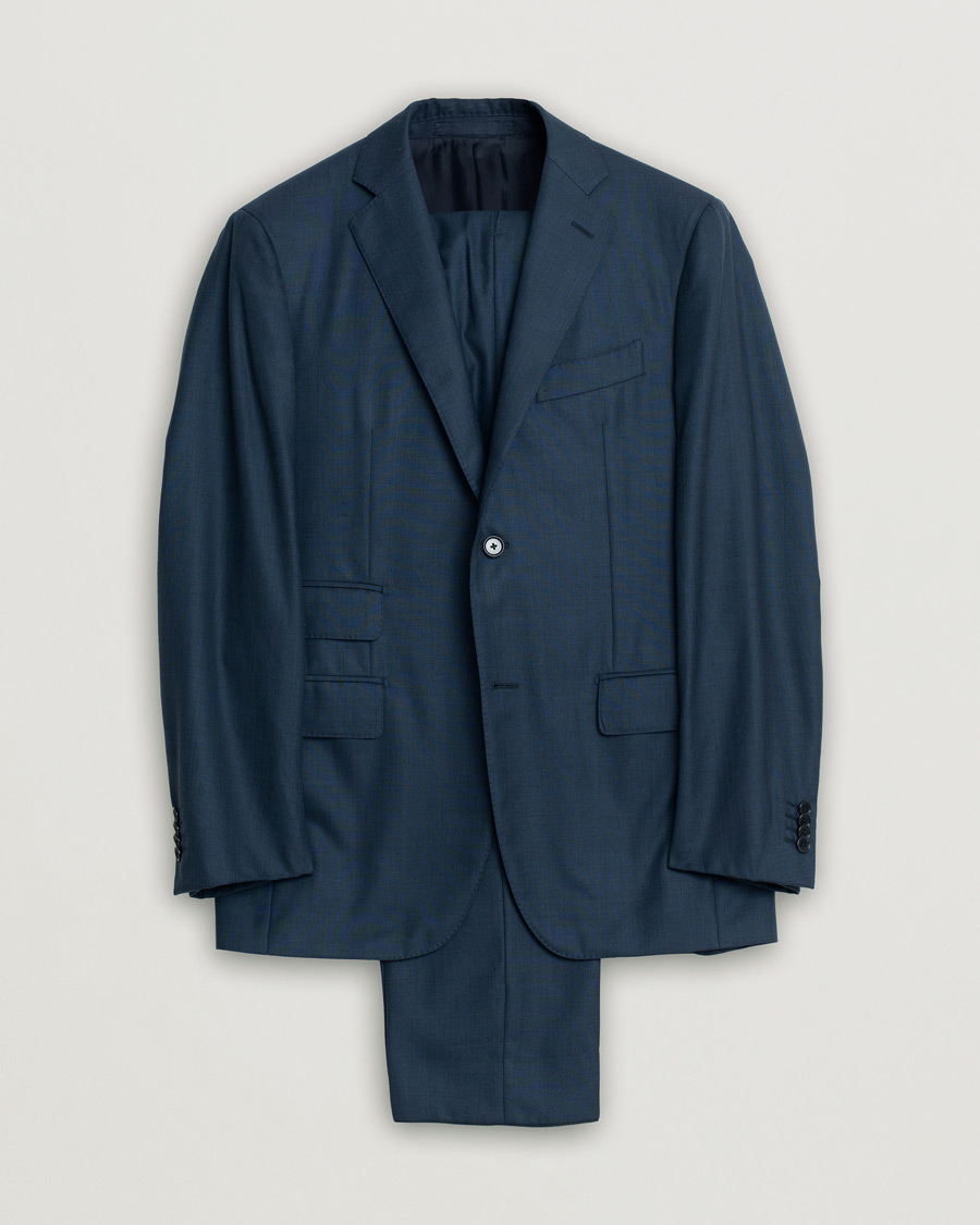 Herr | Pre-owned Kostymer | Pre-owned | Caruso Check Wool Suit Navy 46