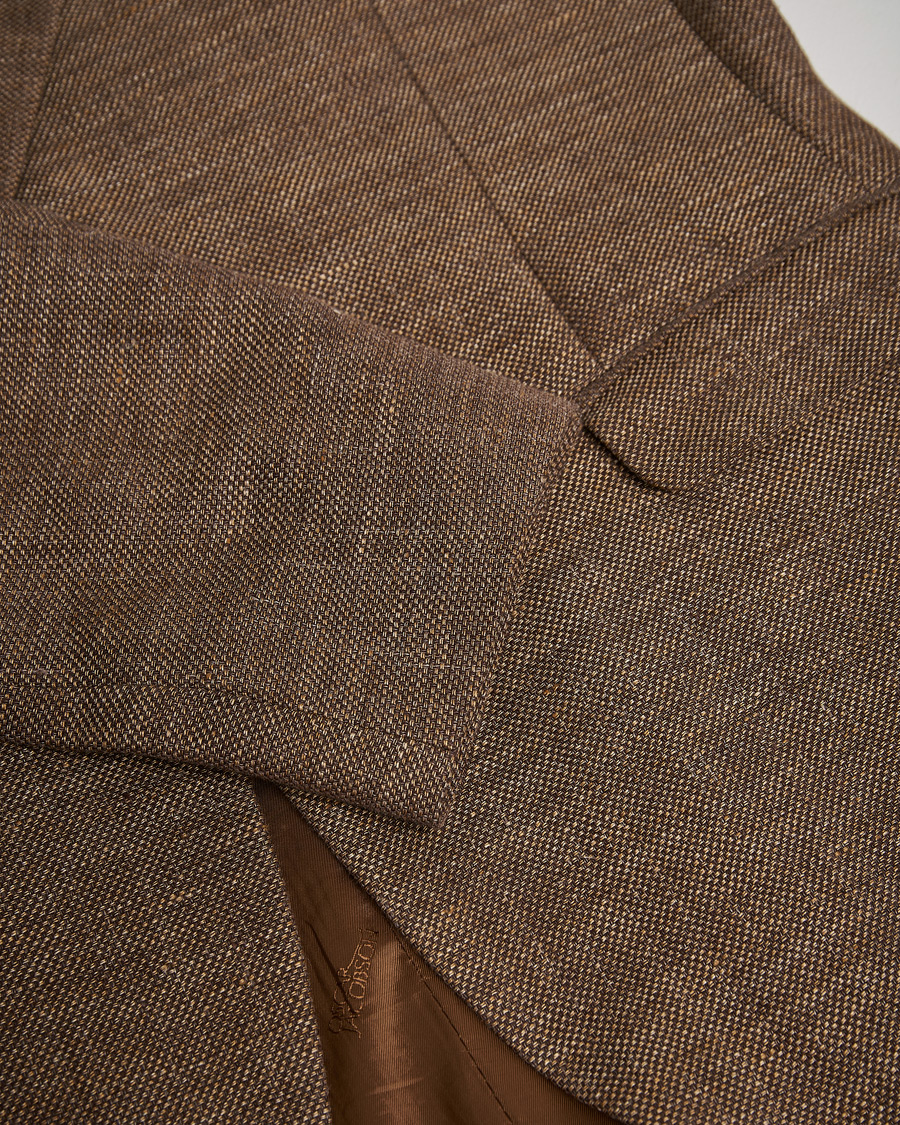 Herr | Oscar Jacobson Ego Linen/Wool Blazer Brown 52 | Pre-owned | Oscar Jacobson Ego Linen/Wool Blazer Brown 52