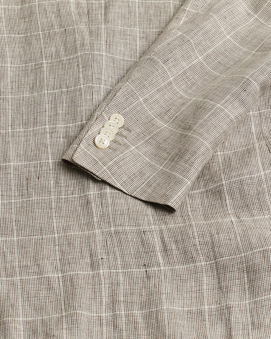 Herr | Pre-owned Kavajer | Pre-owned | Corneliani Linen Blazer Light Beige Check 48