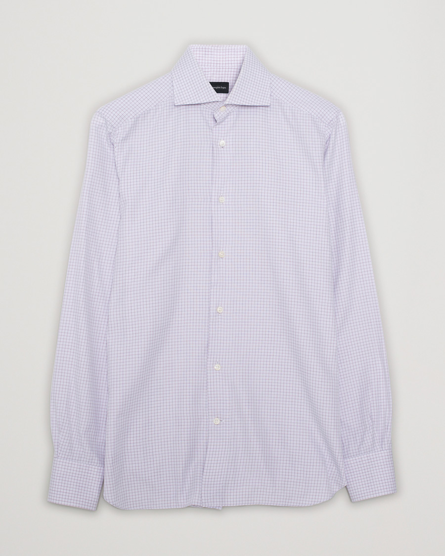 Herr | Skjortor | Pre-owned | Ermenegildo Zegna Slim Fit Checked Dress Shirt Purple M