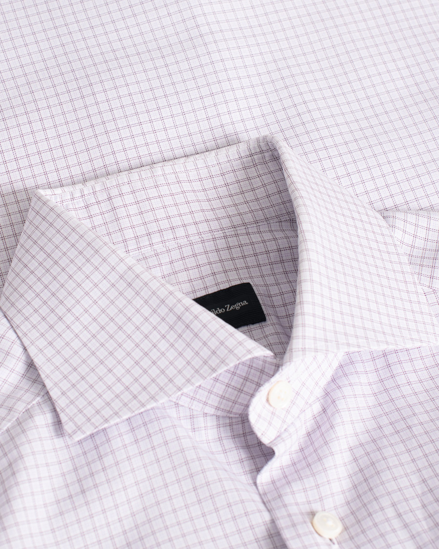 Herr | Skjortor | Pre-owned | Ermenegildo Zegna Slim Fit Checked Dress Shirt Purple M