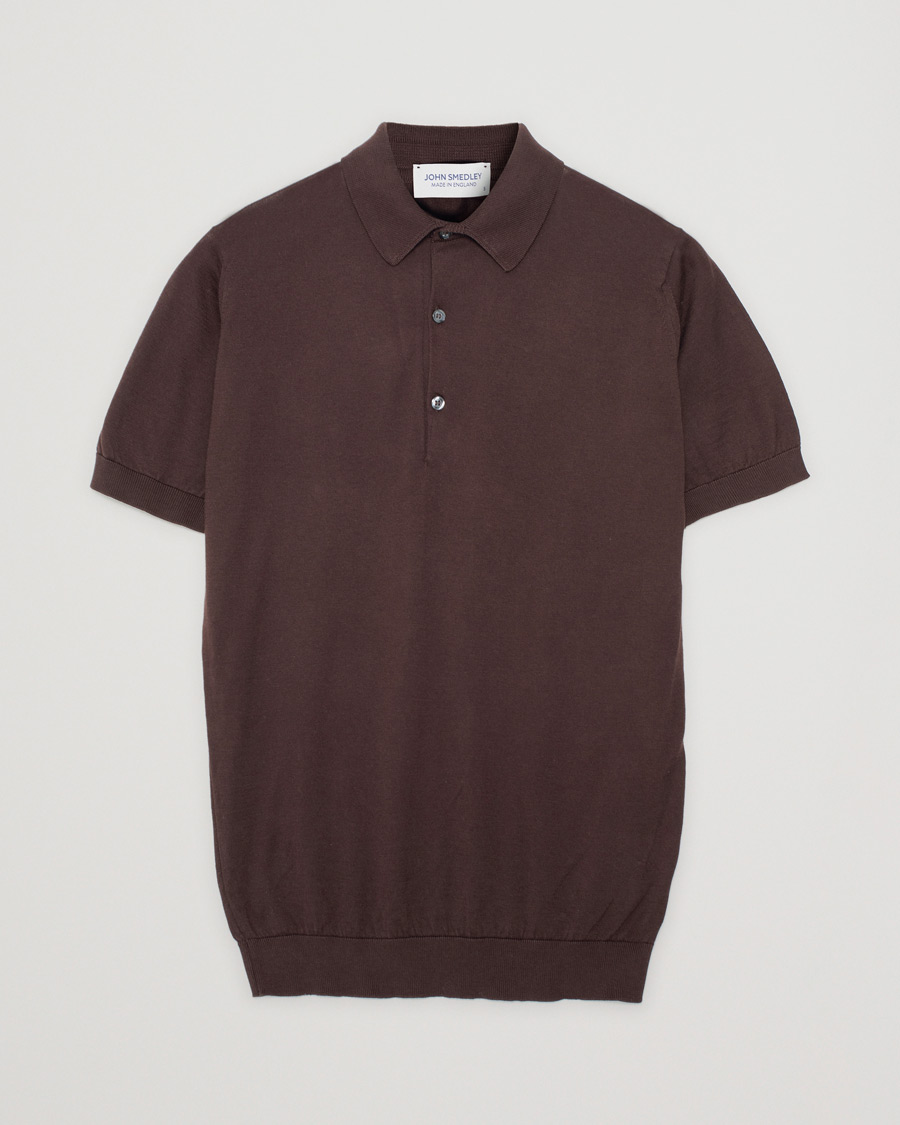 Herr | John Smedley Adrian Slim Fit Sea Island Polo Chocolat | Pre-owned | John Smedley Adrian Slim Fit Sea Island Polo Chocolat